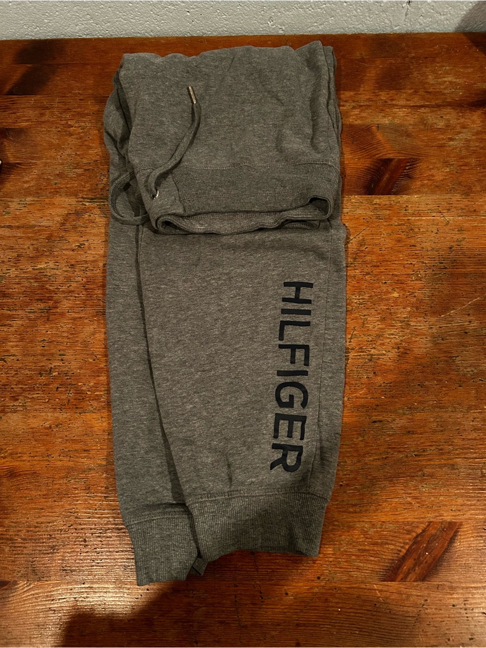 Tommy Hilfiger Gray Track Joggers with Navy Logo
